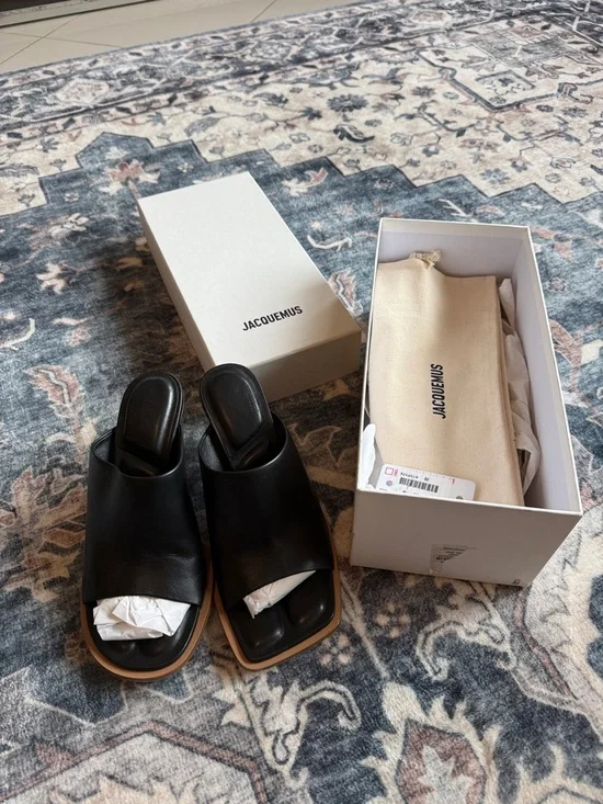 JACQUEMUS - 80mm Les Mules Ronde Leather Mules 37 Like New - Picture 8 of 16